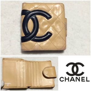 👜CHANEL Cambon Quilted Leather Nude Bifold Wallet